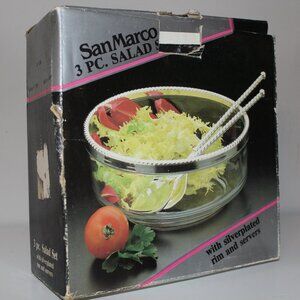 Vintage 3 Piece Salad Set San Marco Made in Italy Silver Plated Silverware New